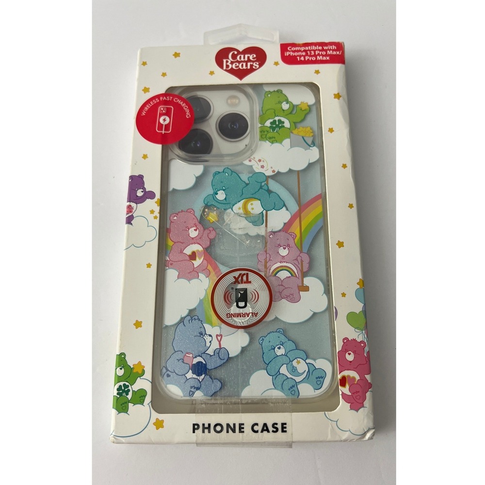 Care Bears iPhone 13 Pro Max 14 Pro Max Case Clear Glitter Rainbow Skinnydip NEW